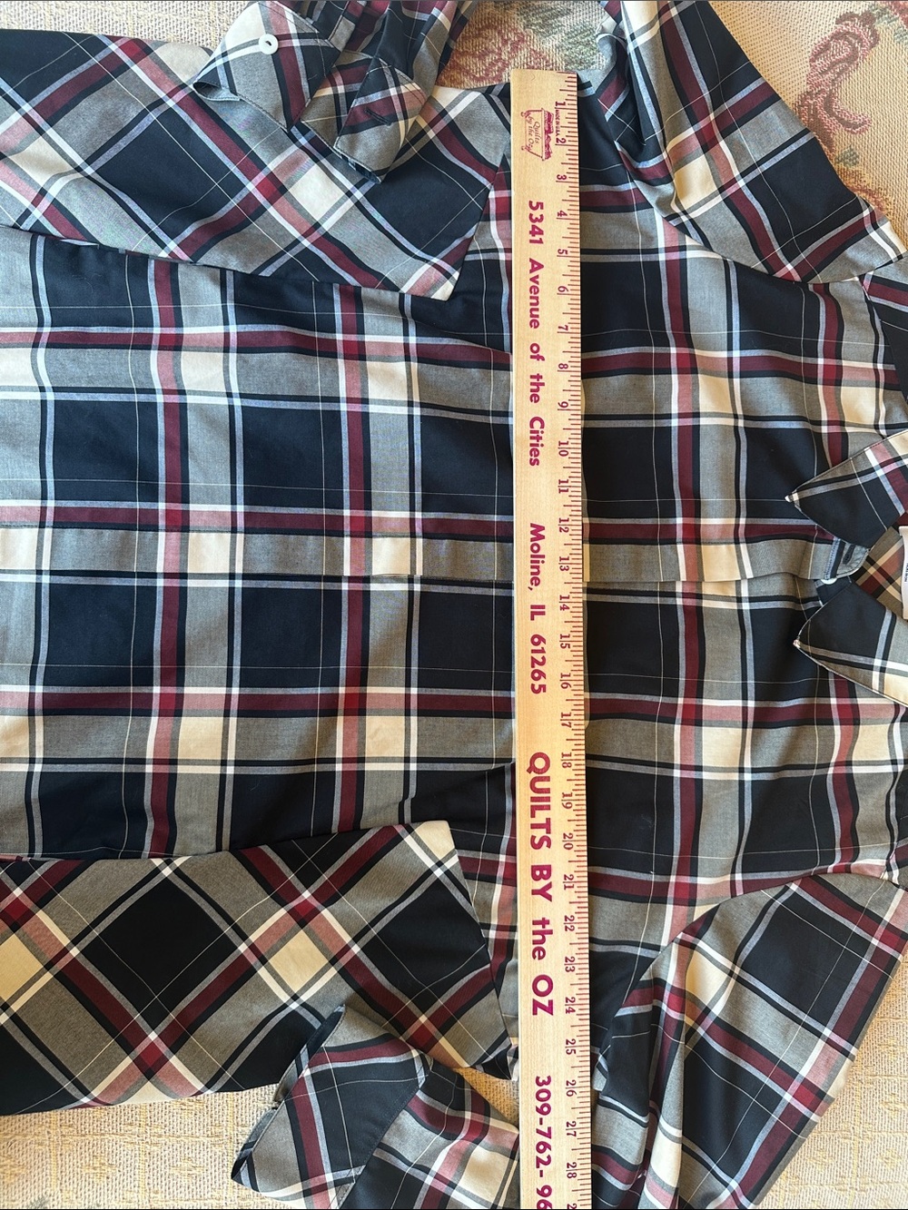 Foxcroft Wrinkle Free Black Tan White & Red Plaid Button-Down Shirt Pristine 20W - Picture 5 of 8